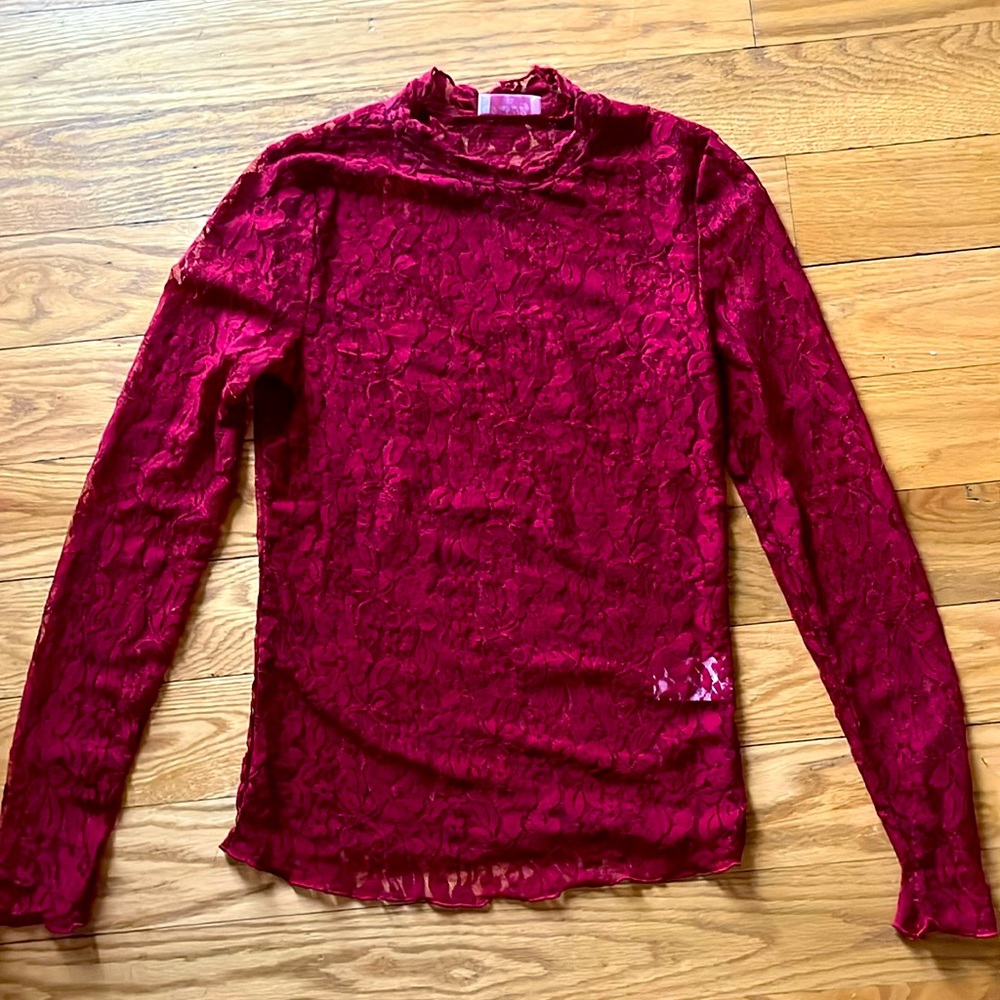 Pink Lily red lace top